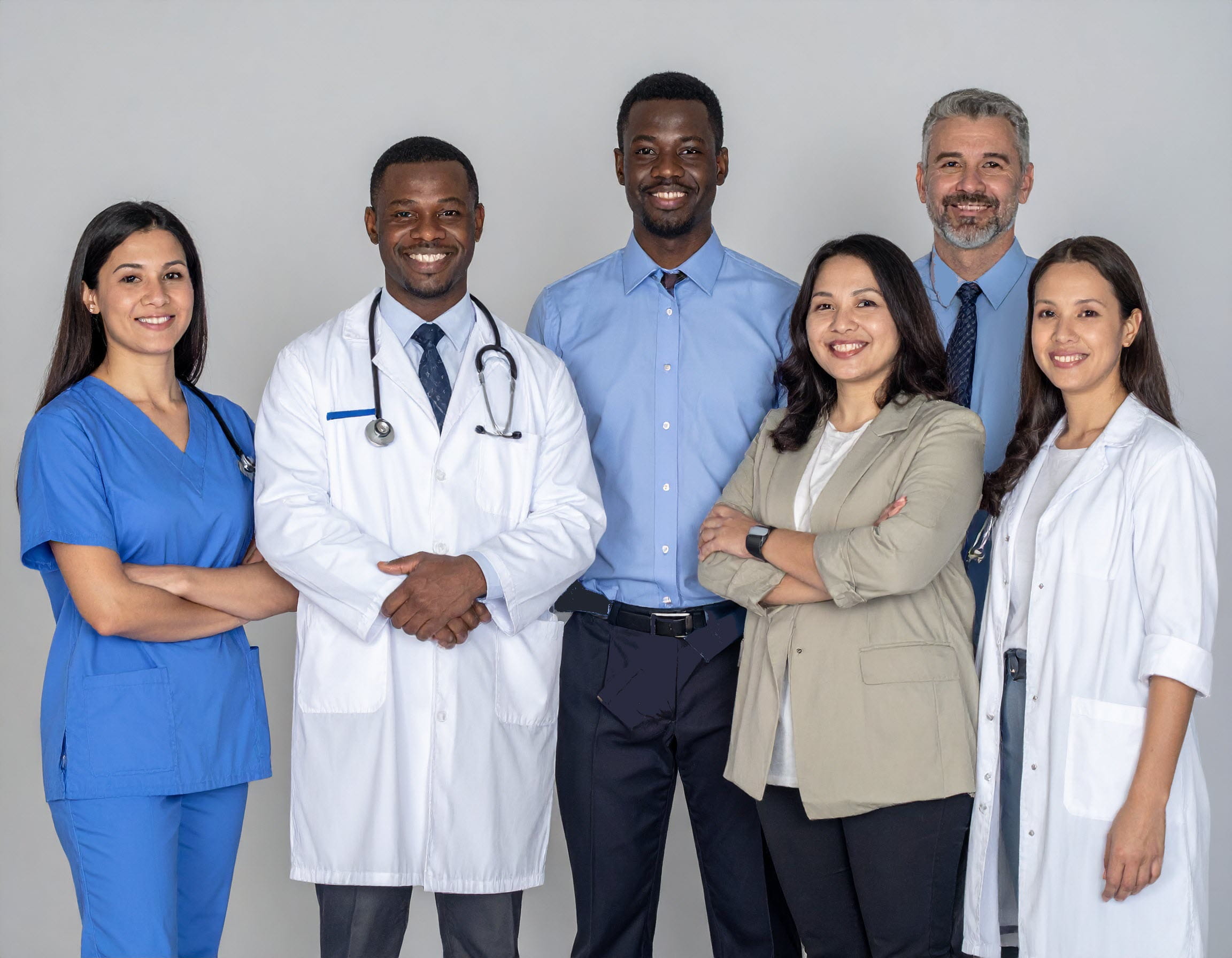 a diverse group of people standing together