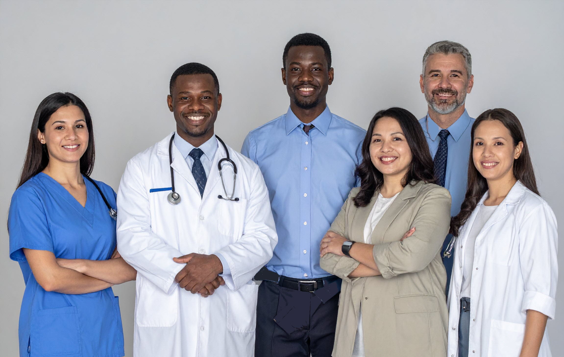 a diverse group of people standing together