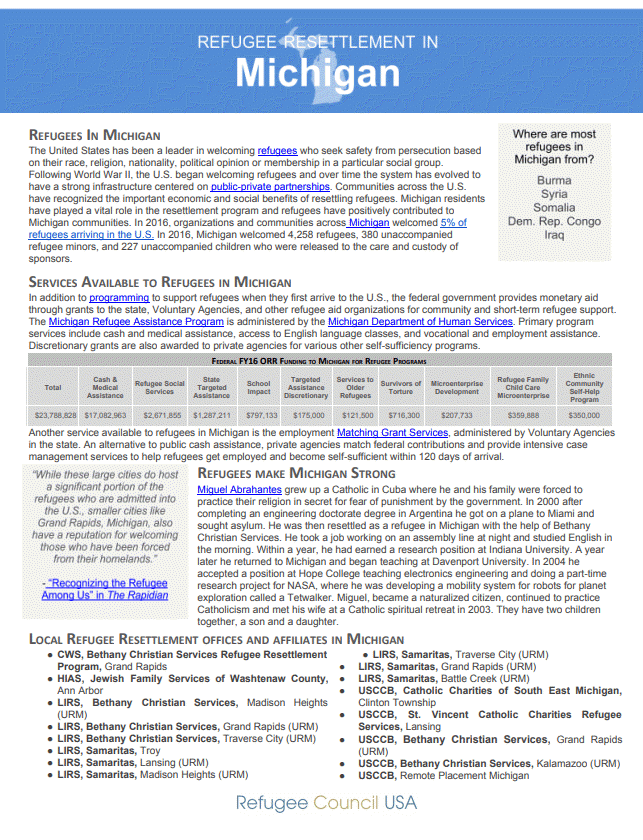 Refugee Resettlement in Michigan