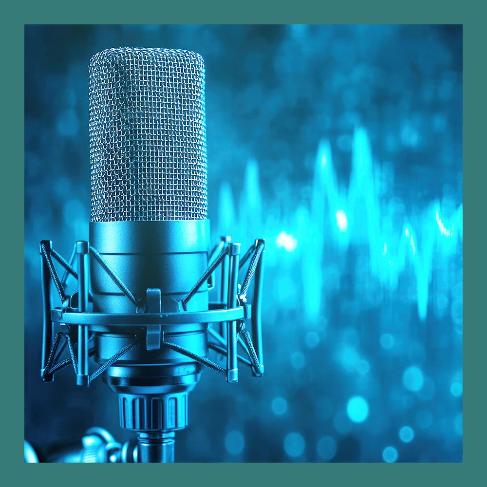 Audio PSAs - Microphone with sound wave in the background