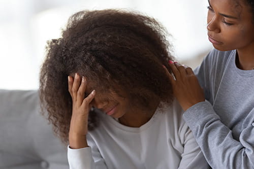 Young girl experiencing dating violence