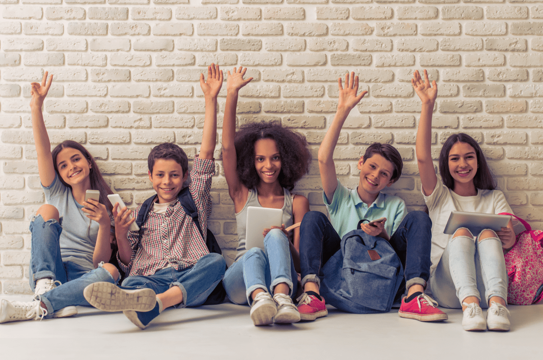 Students raising their hands