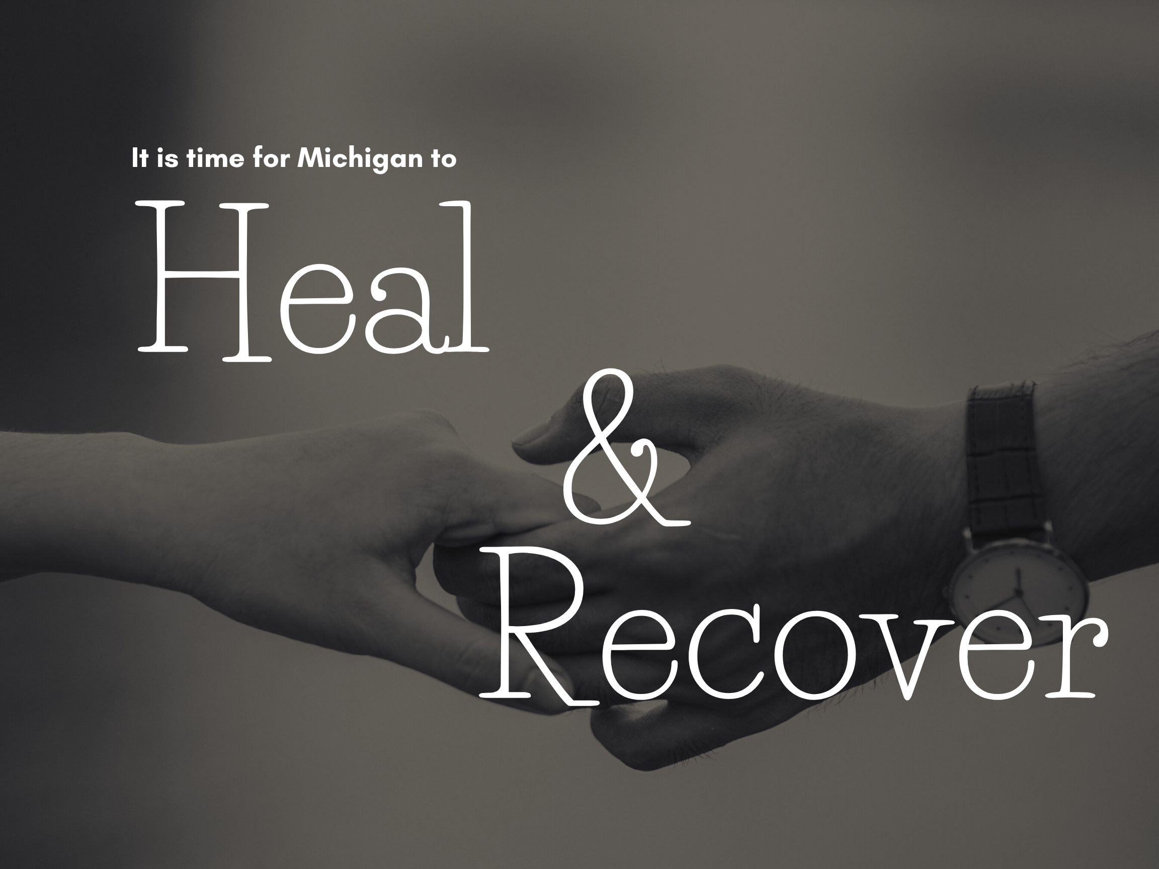 Hands and overlaying text stating Heal and Recover