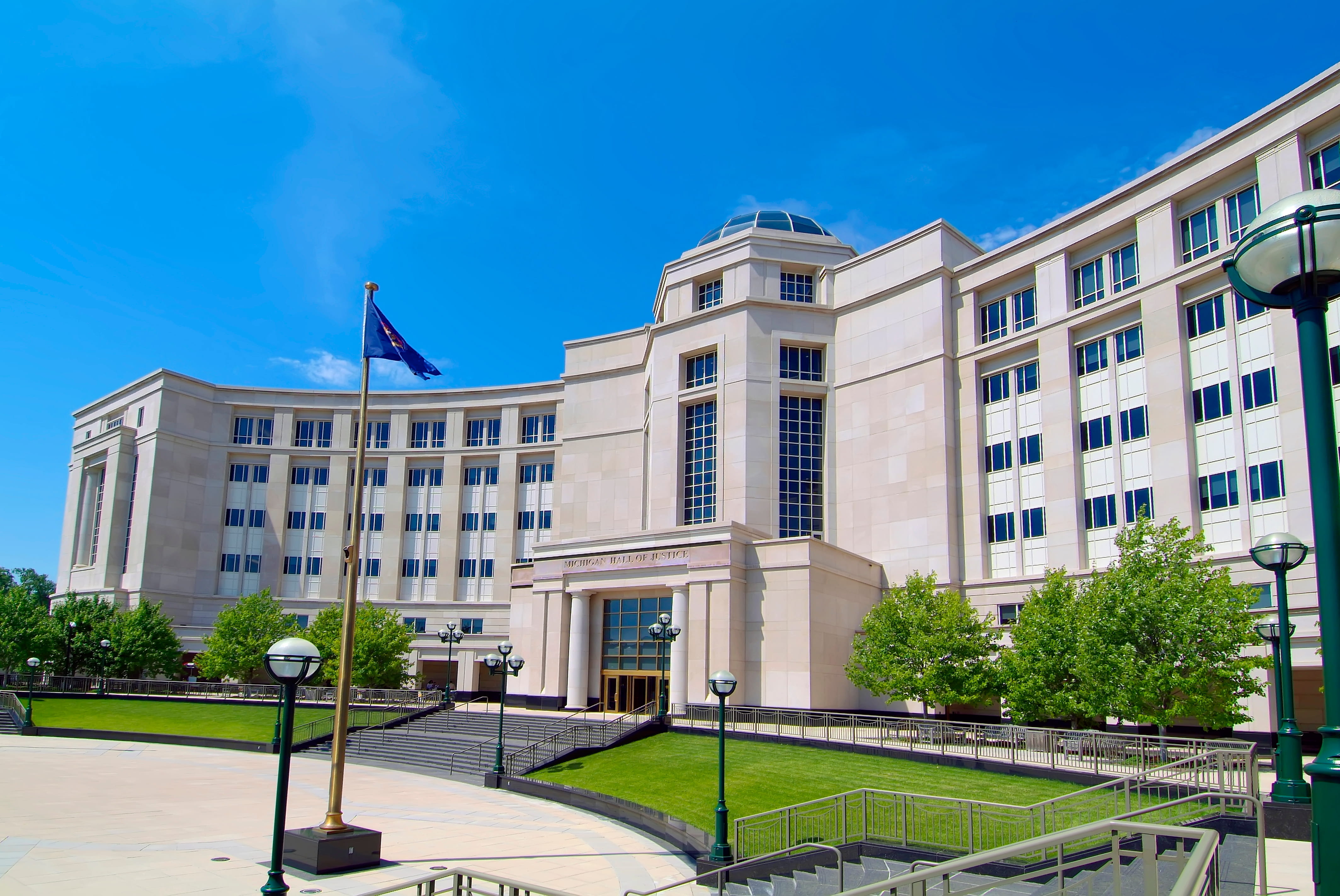 Front of Michigan Hall of Justice