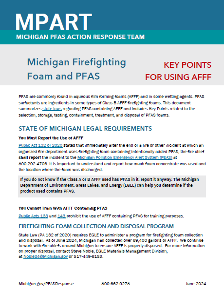 AFFF best management practices key points