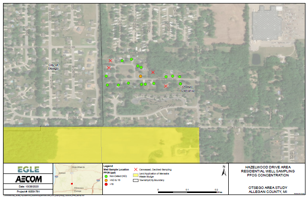 Figure 9 Otsego Area Hazelwood Drive Area Residential Well Sampling PFOS