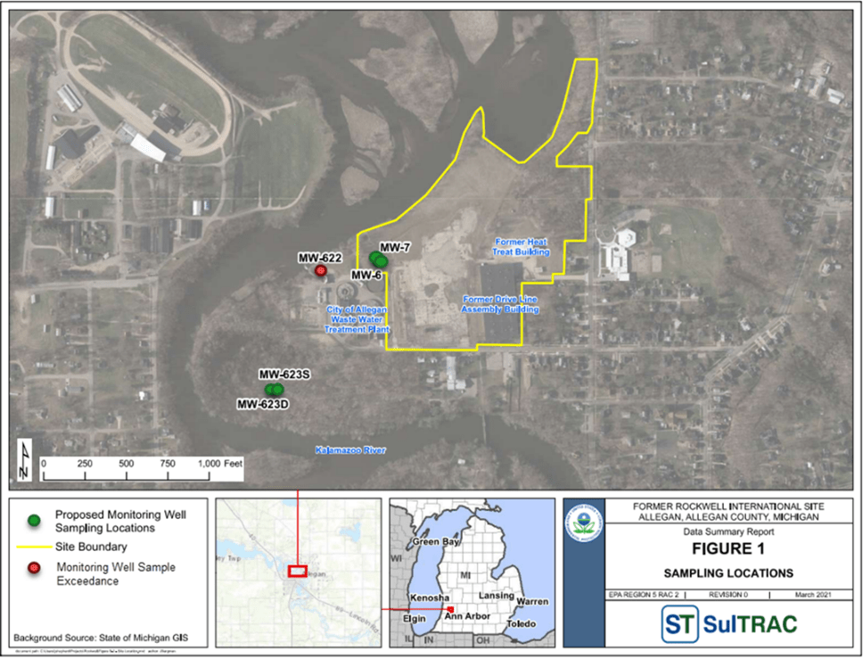 Map of Rockwell international PFAS Results