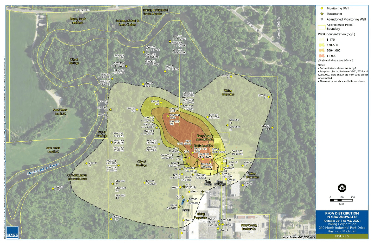 Viking Corporation PFOA Distribution in Groundwater Preview
