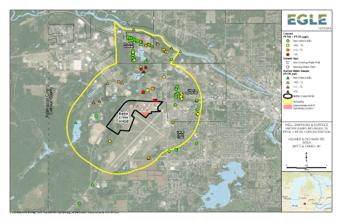 Helmer & Dickman Road Area Well & Surface Water PFOS+PFOA Sampling Results Jan 2020