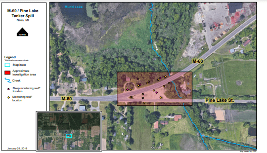 Aerial Map of M-60 Tanker Spill, Howard Township, Cass County