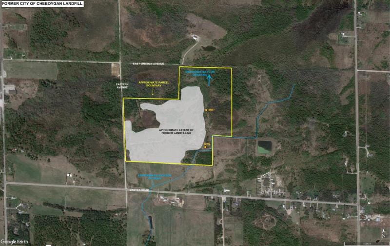 Former City of Cheboygan Landfill Aerial Map with Boundaries