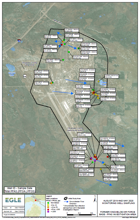 Former Kincheloe AFB PFAS Investigation Area Map