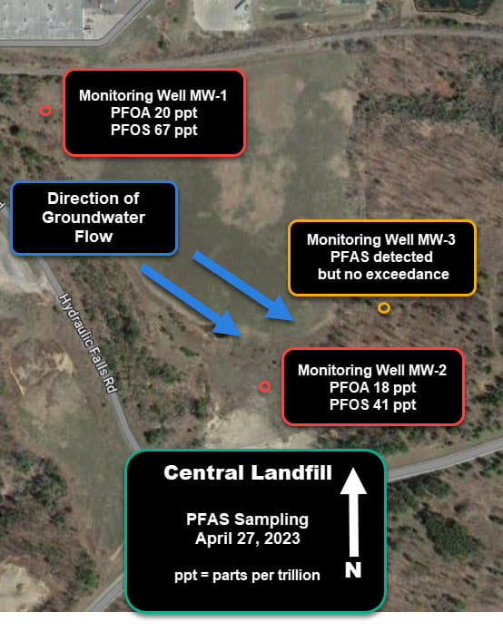 Preview snip of Central Landfill Authority PFAS Site map
