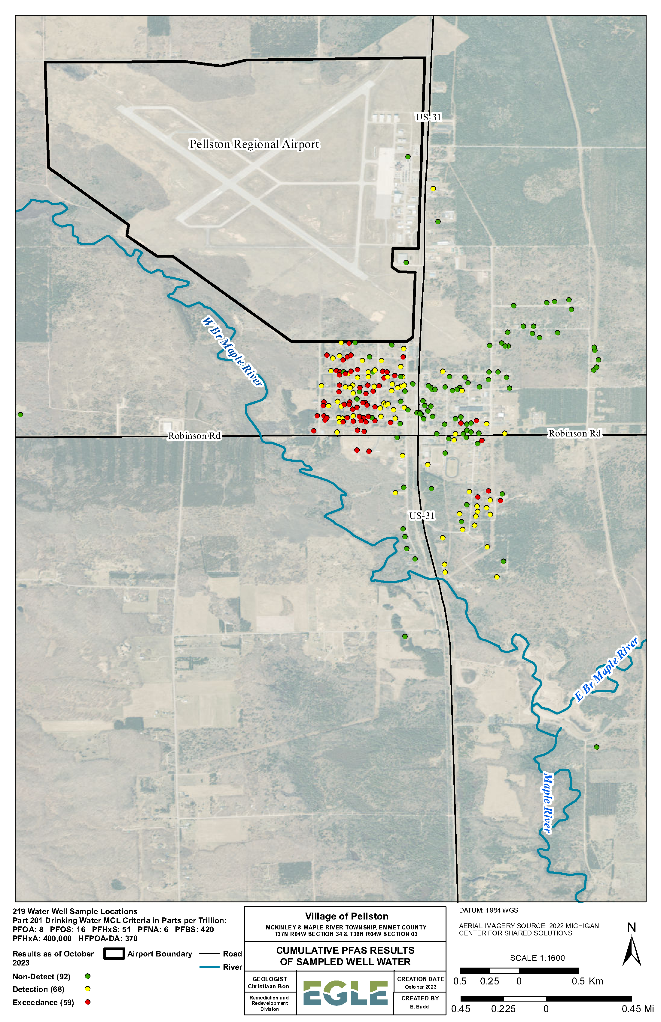 Pellston Regional Airport drinking water map