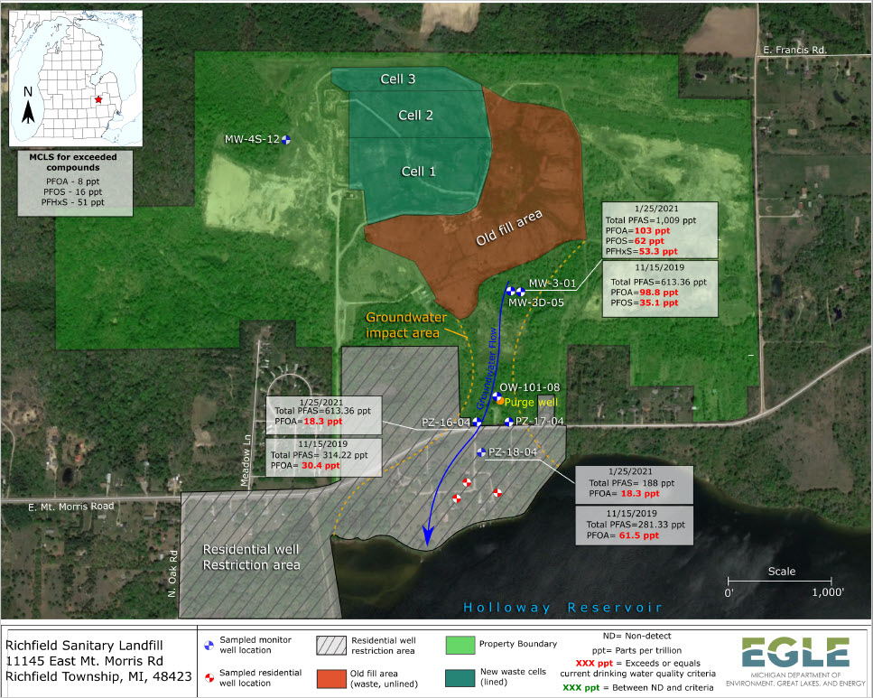 Aerial Map of Richfield Landfill, Davison, Michigan
