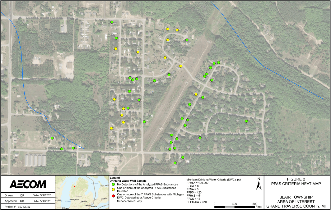 Map of Blair Township PFAS Sampling Area