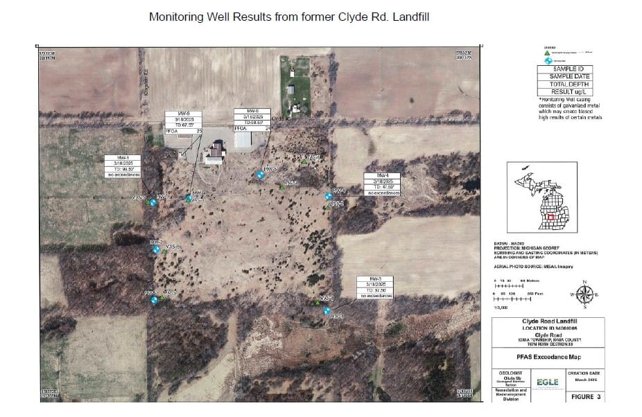 Clyde Road Landfill Ionia Ionia - Monitoring Well Results Map Preview