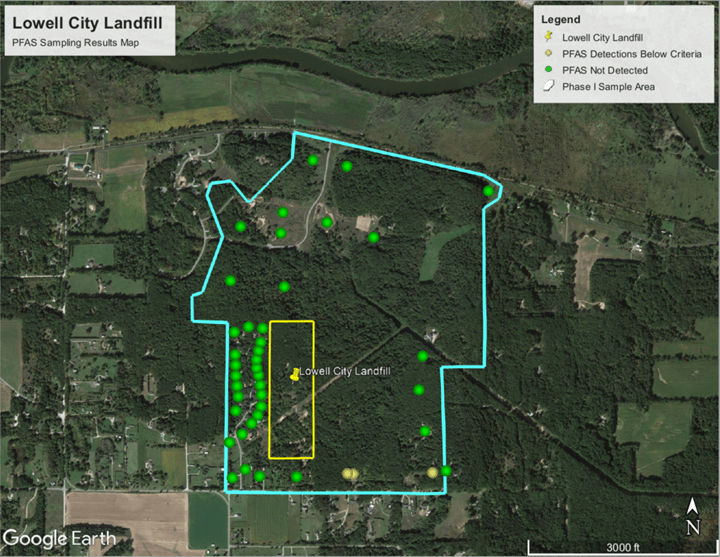 Lowell City Landfill map