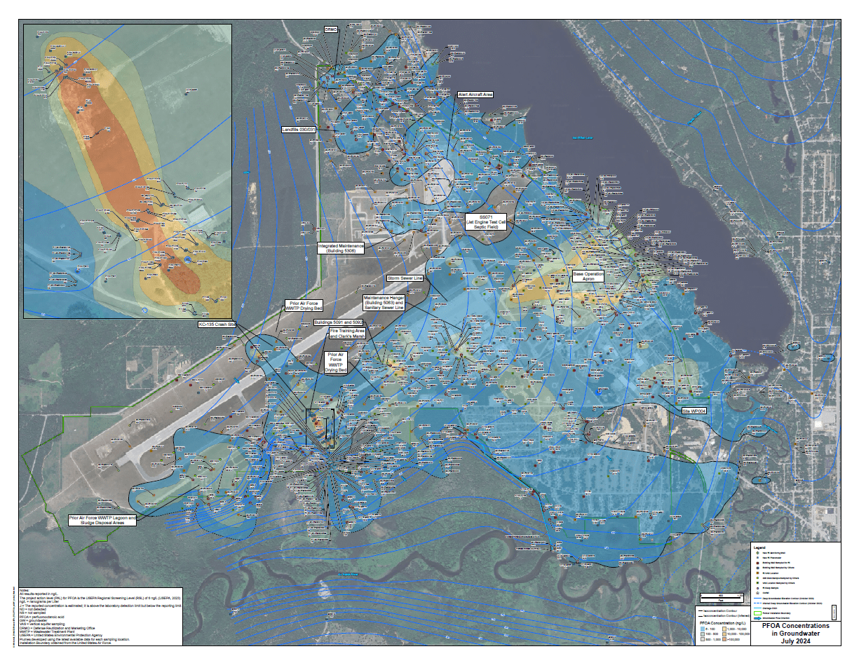 PFOA Concentrations in Groundwater Map Preview