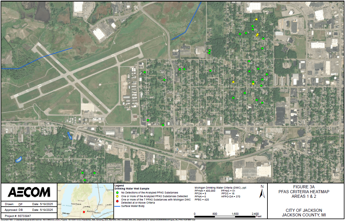PFAS Criteria Heat Map of Areas 1 & 2