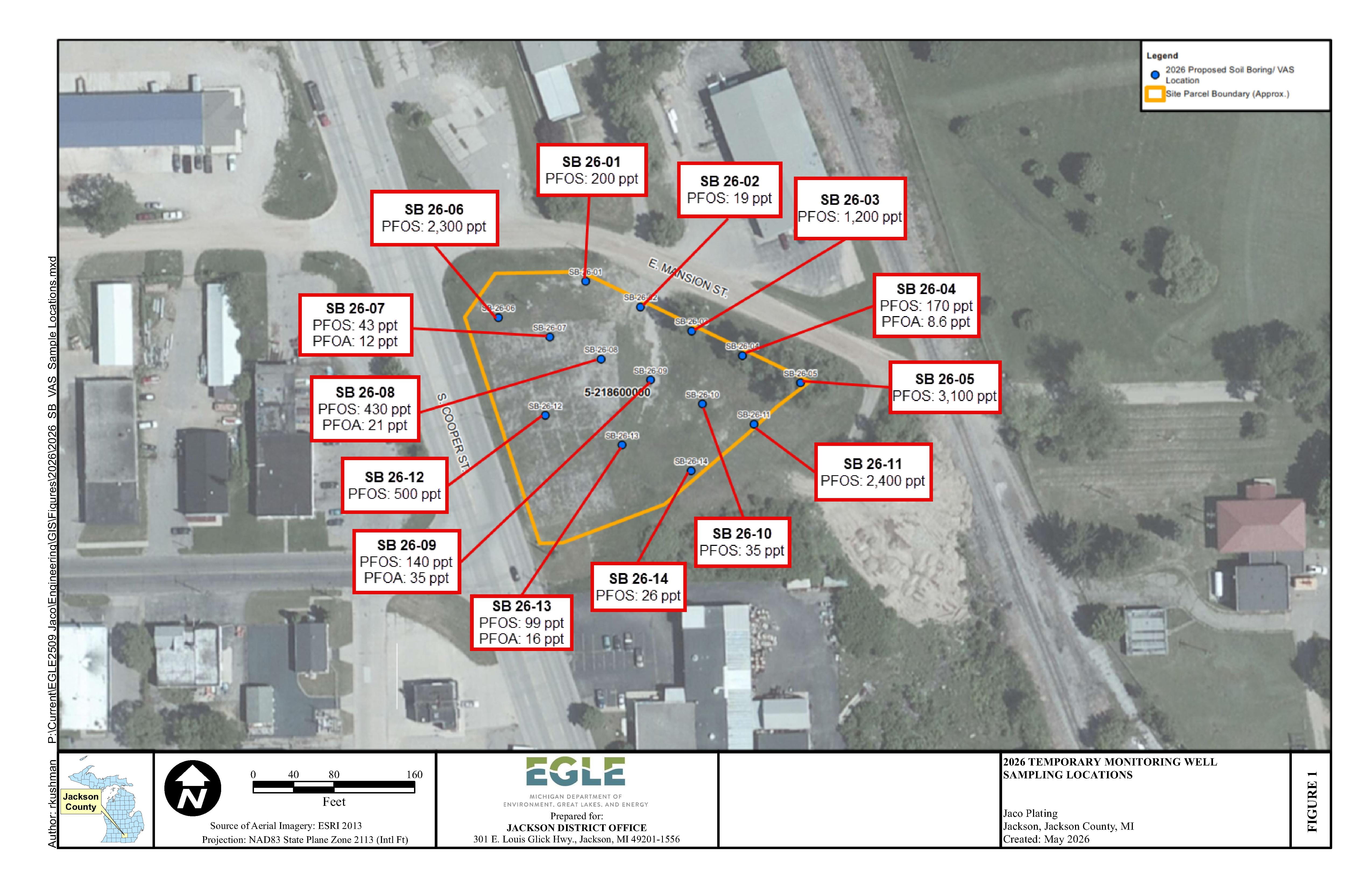 Map of Jaco Plating Groundwater Sampling Results