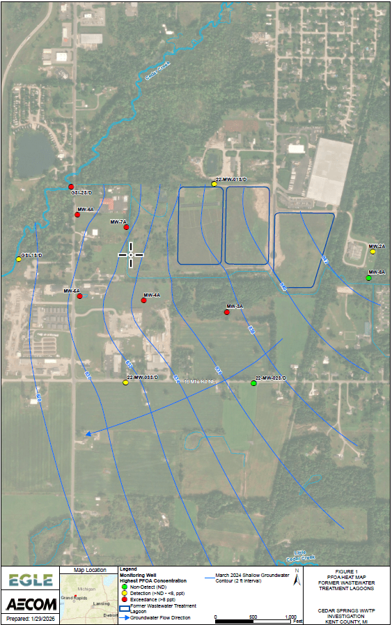 Cedar Springs Former WWTP Lagoon Map