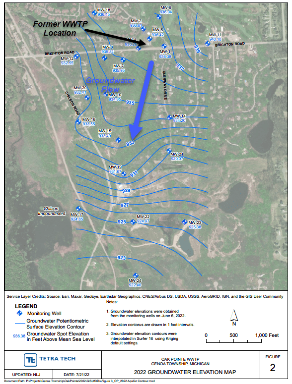 Former Genoa Township Oak Pointe WWTP map