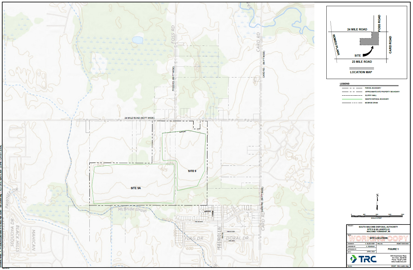 South Macomb Disposal Authority Landfills 9/9A Map