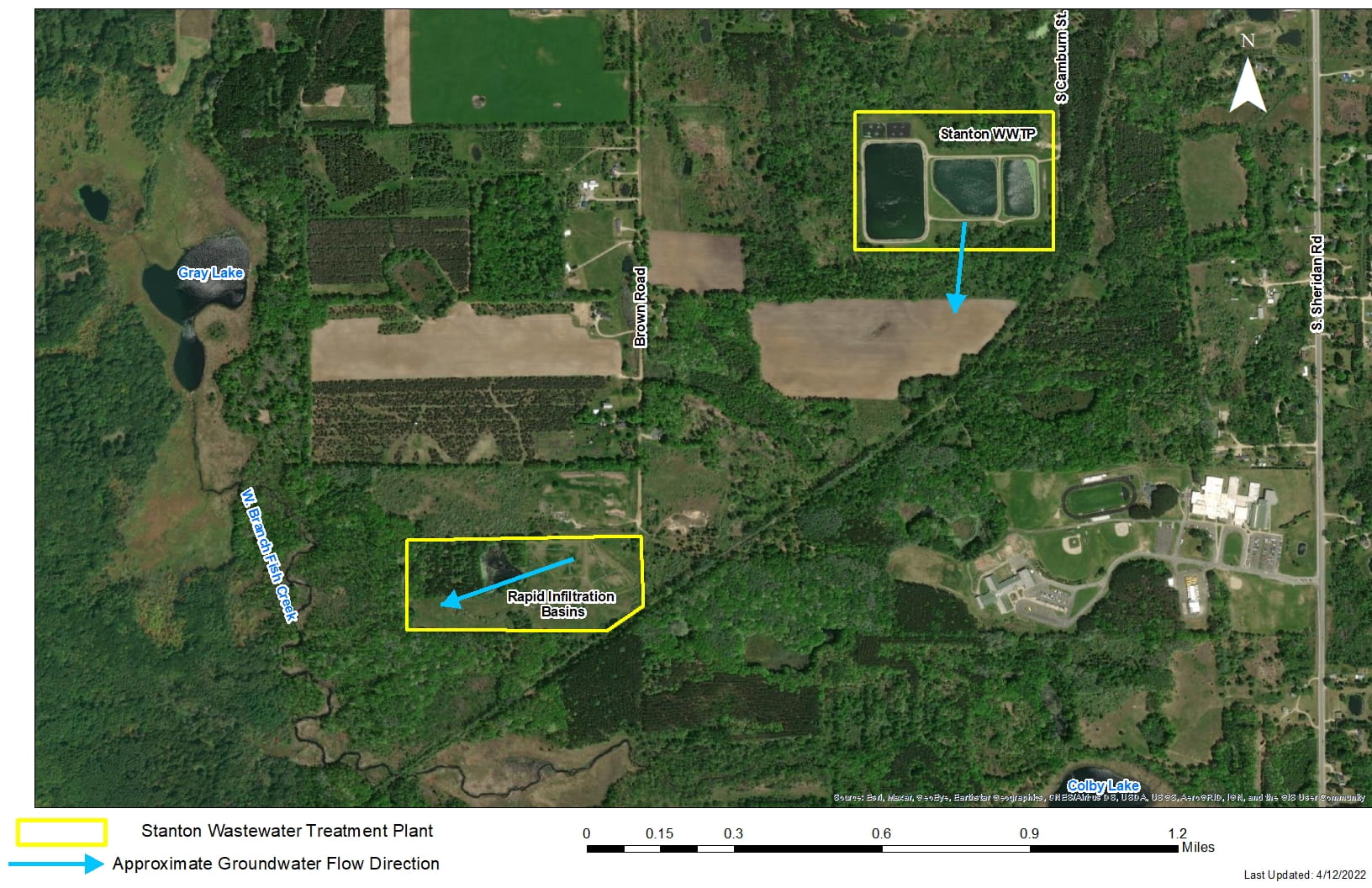 Map of Stanton Wastewater Treatment Plant Sampling Results