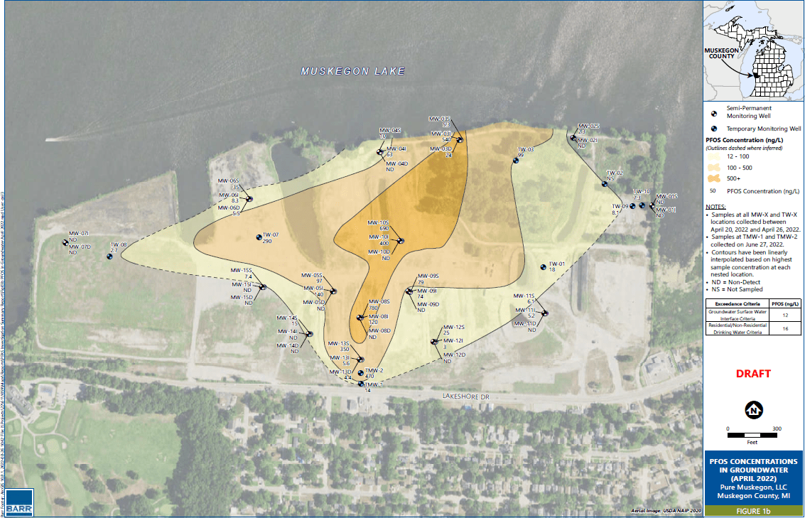 Former S.D. Warren (SAPPI) PFOS Concentrations Map
