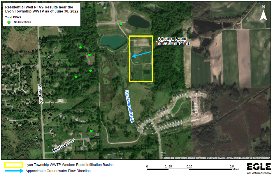 Lyon Township WWTP Residential Well Results Map