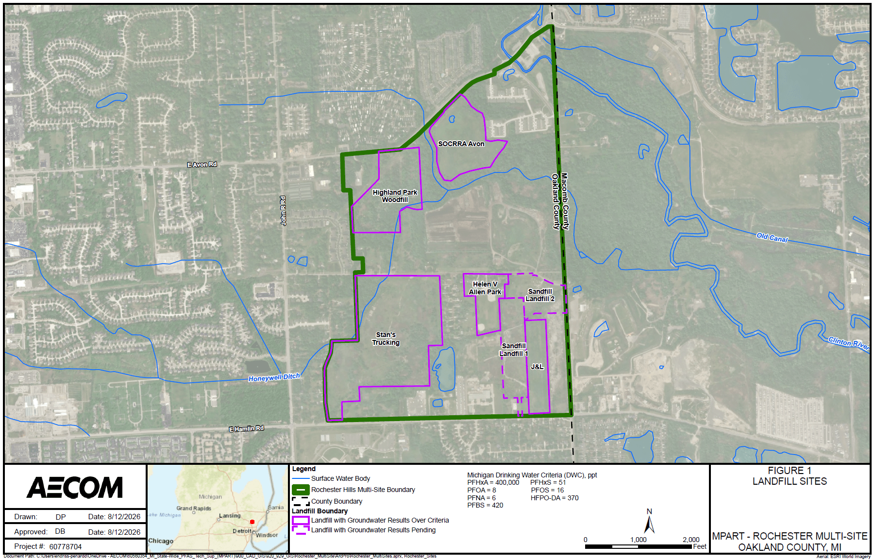 Landfill sites within the Rochester Hills Multi-Site location in Oakland County