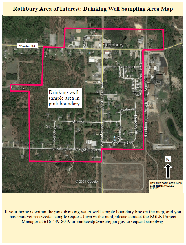 Rothbury Drinking Well Sampling Area Map