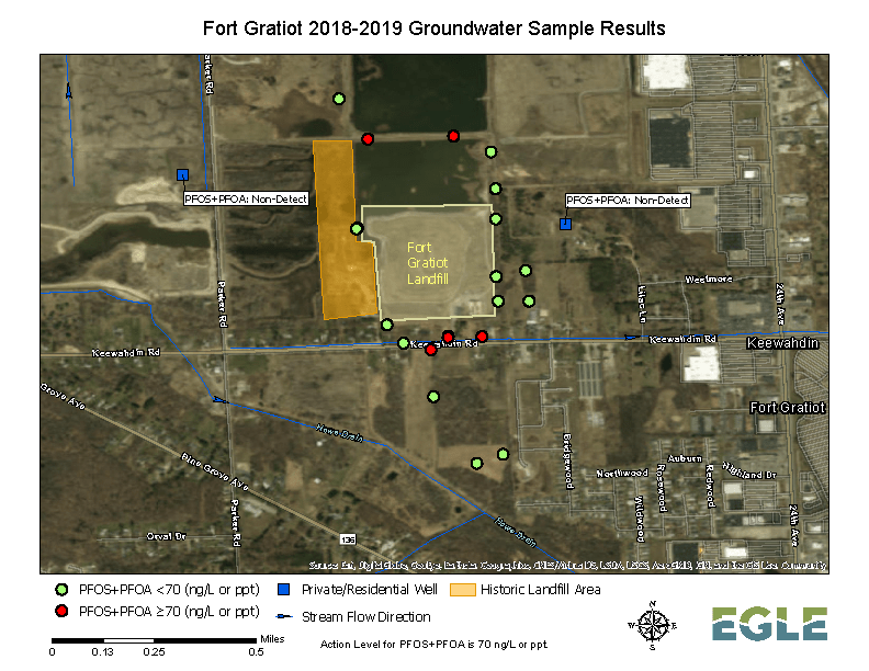 Fort Gratiot Landfill Groundwater Results Map