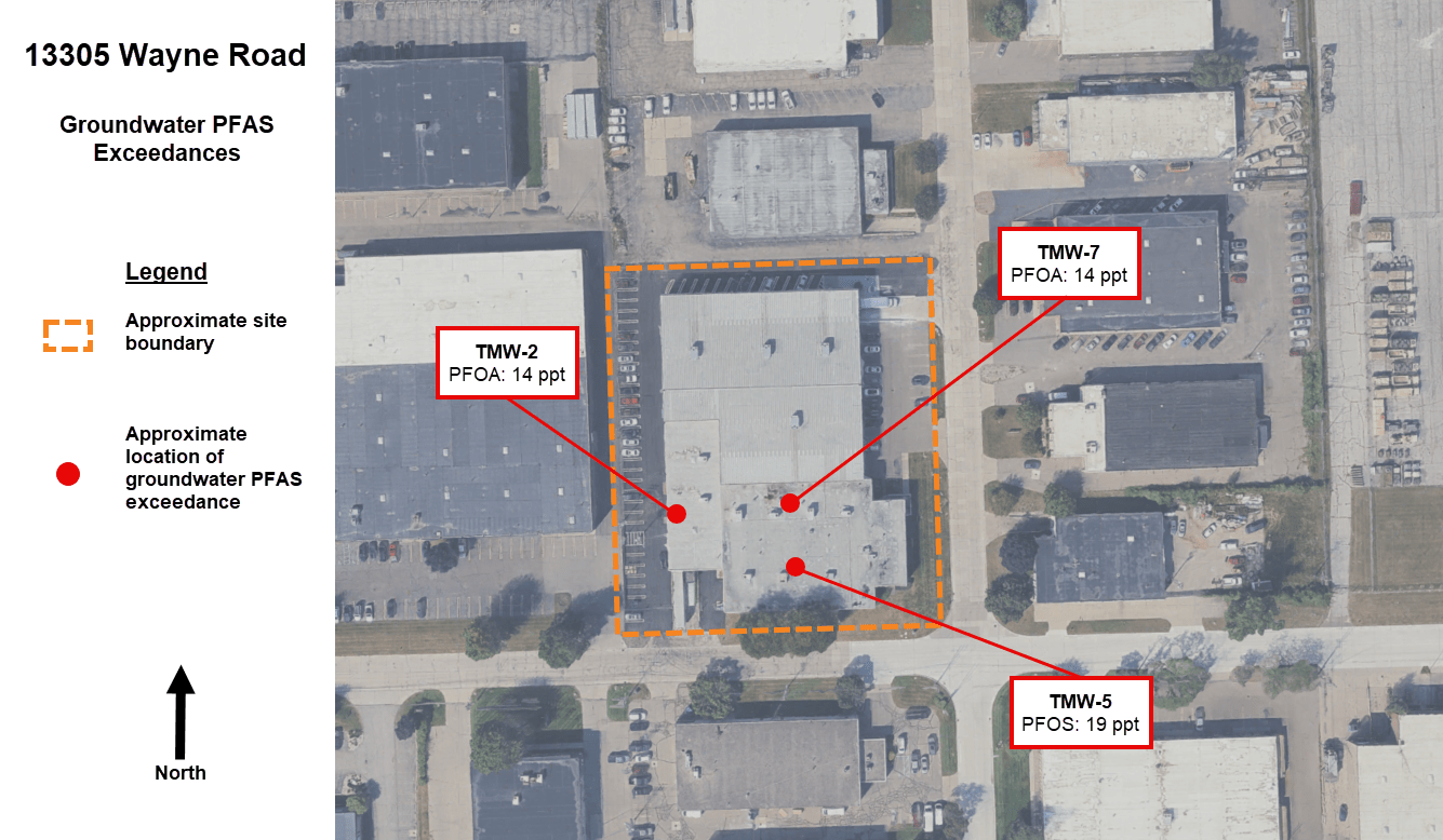 13305 Wayne Rd GW Exceedance Map