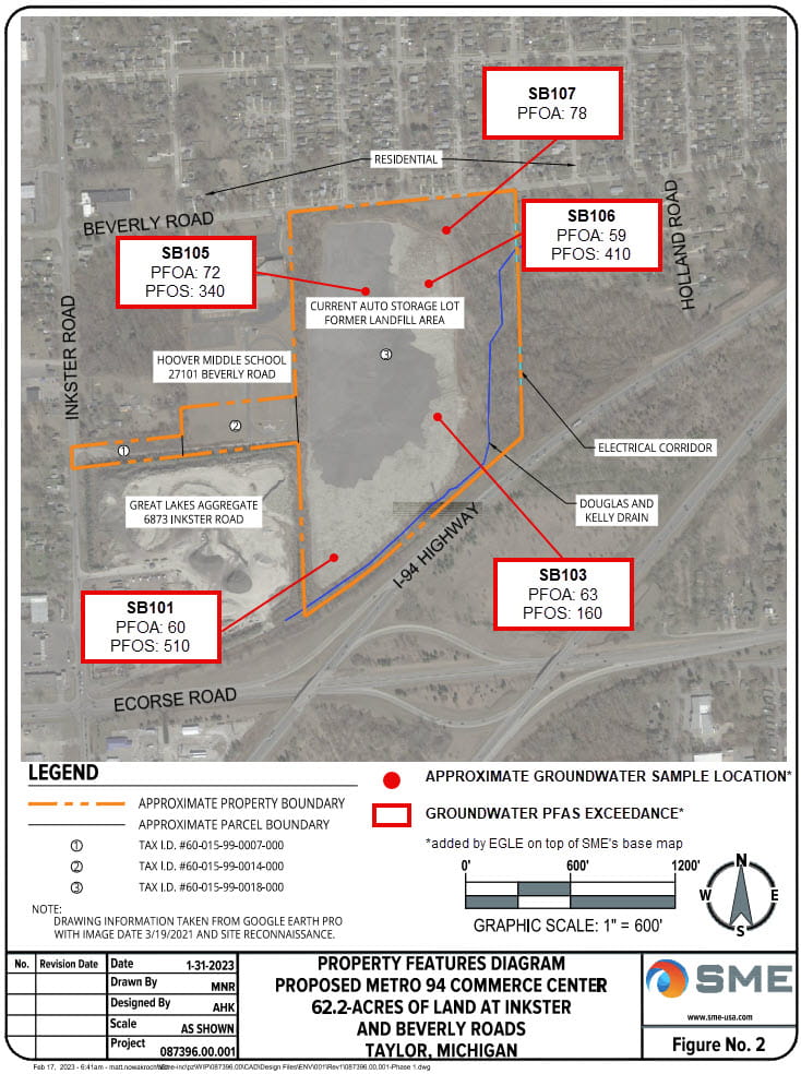 Map of Beverly RD Dump Groundwater results