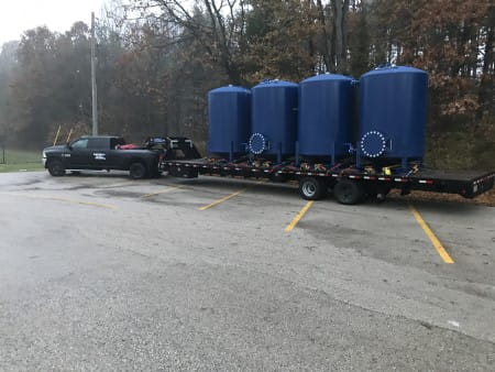Filters delivered to Robinson Elementary School near Grand Haven on a trailer