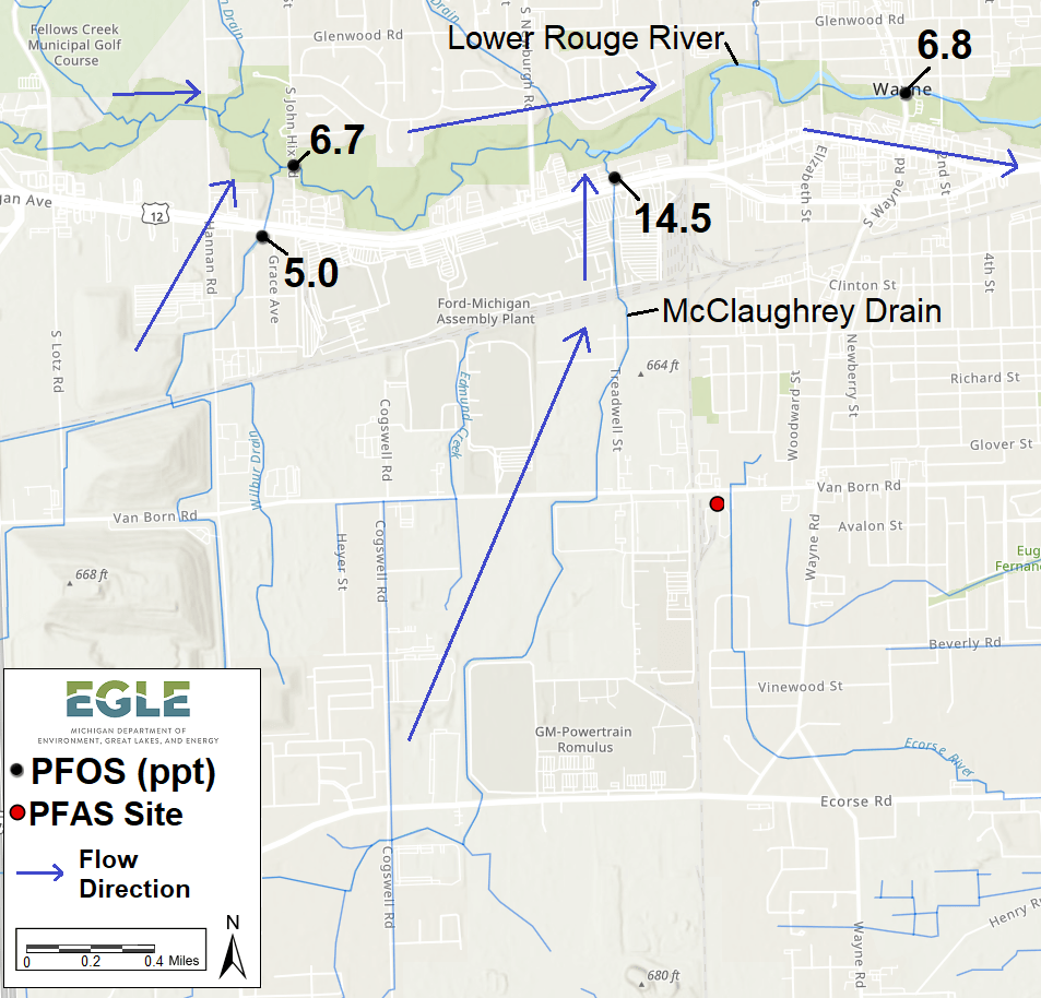Map Rouge McClaughrey Drain