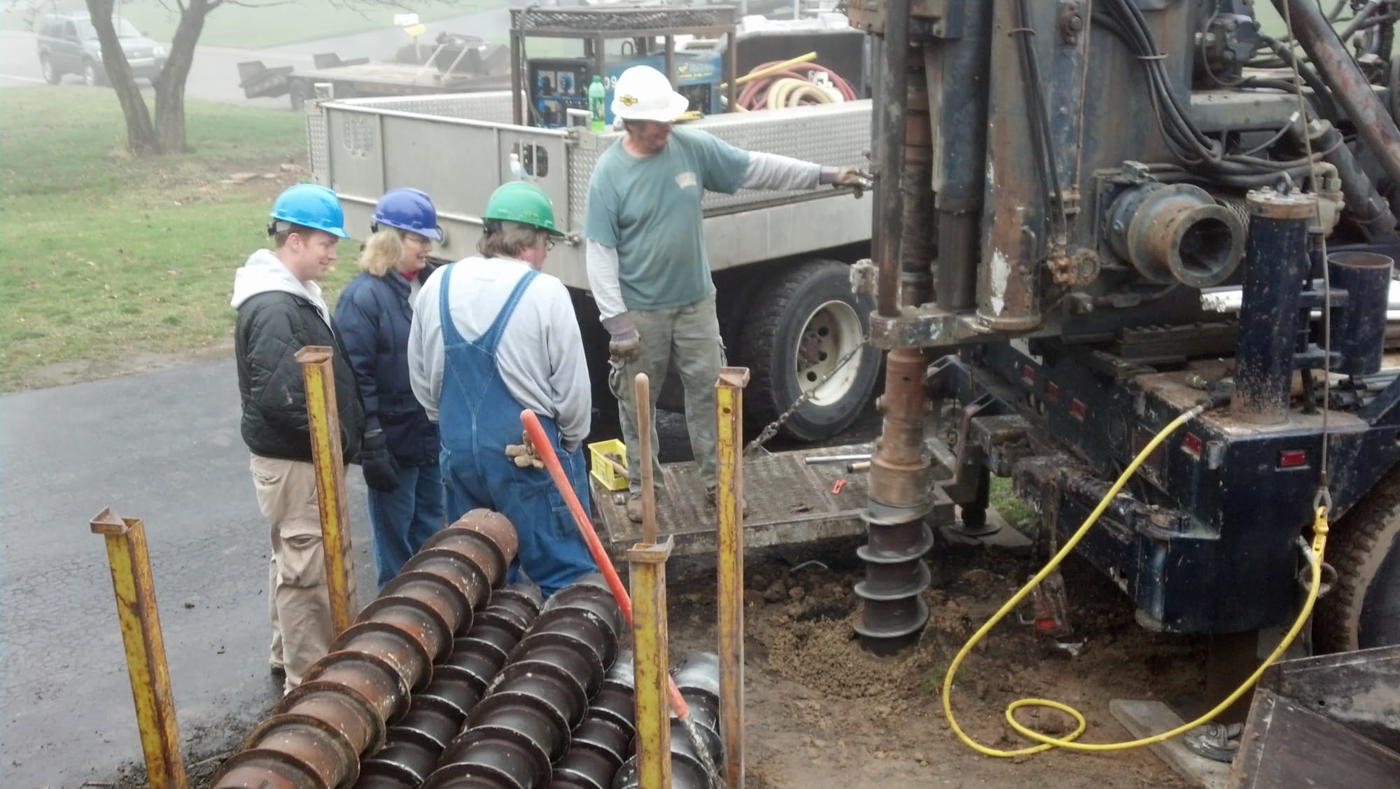 Drill rig drilling a drinking water well.