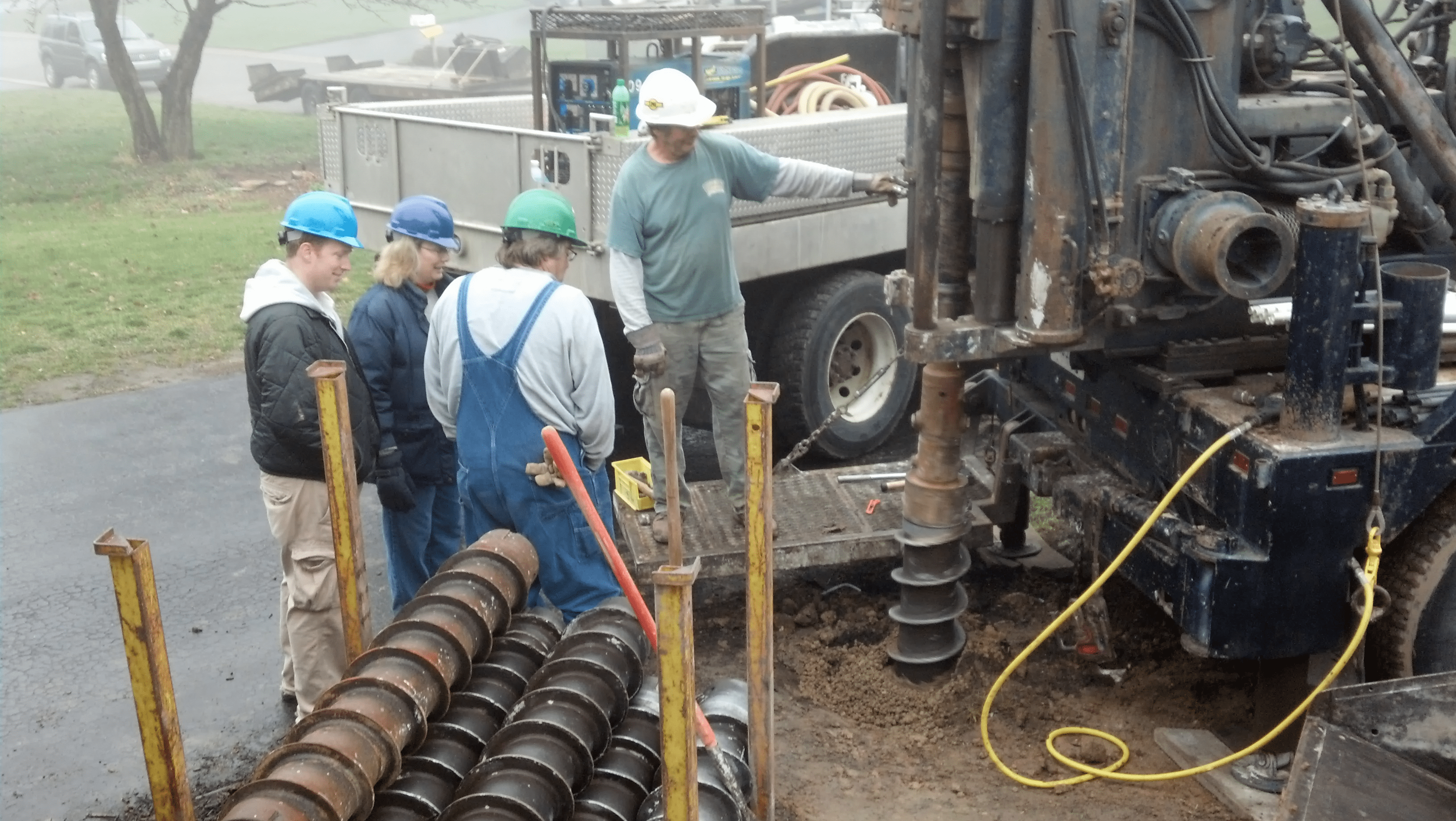 Drill rig drilling a drinking water well.