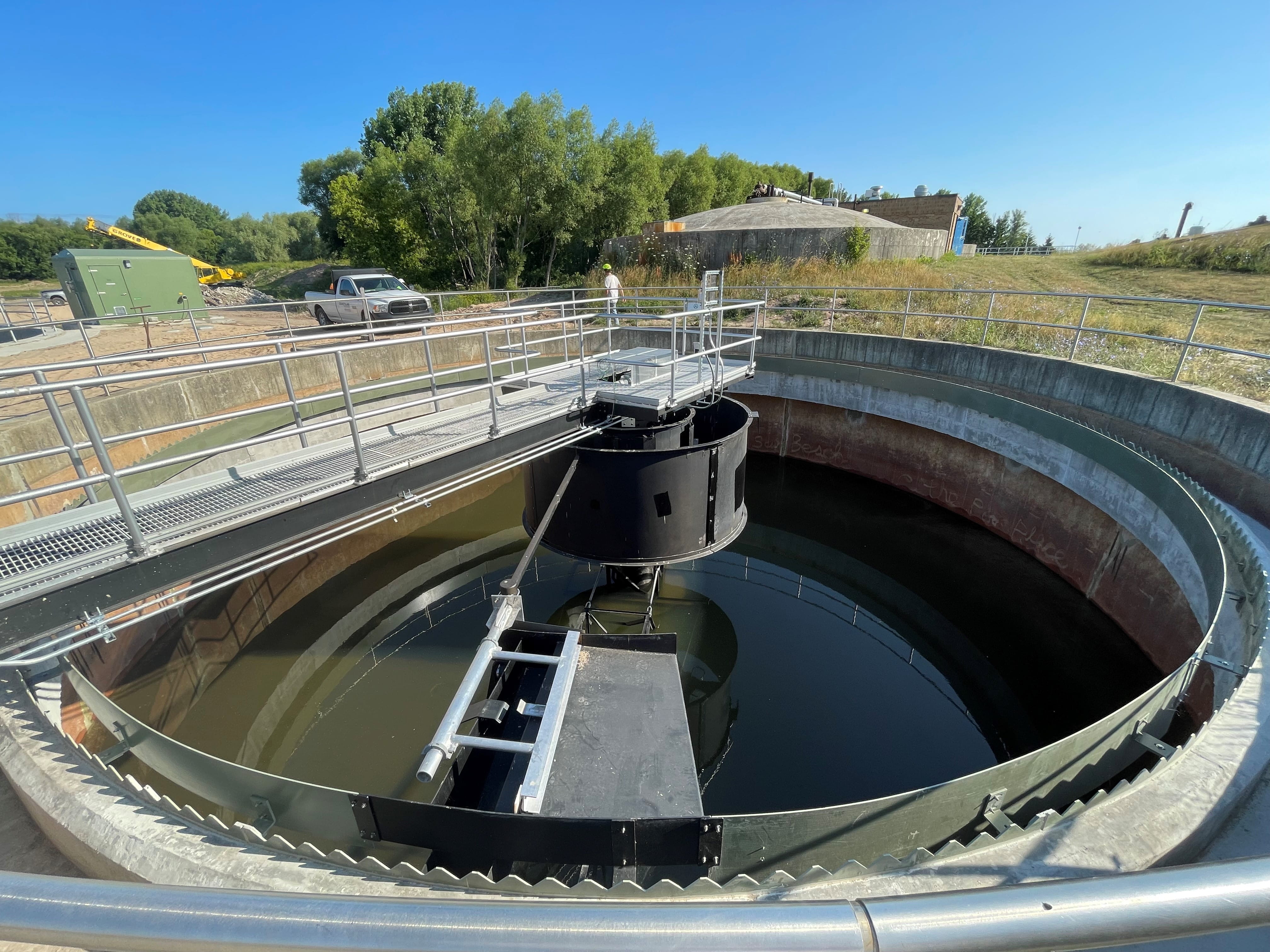 The new clarifier tank at the Cheboygan wastewater facility. 