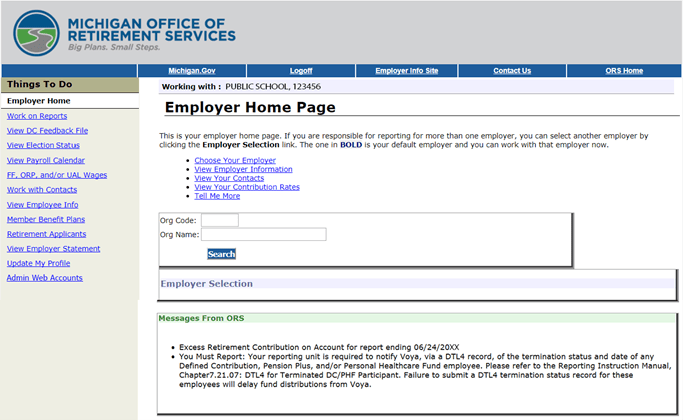Employer Home Page