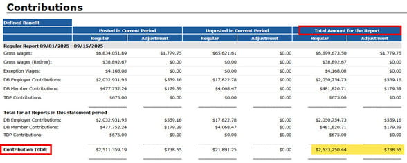 Employer statement page