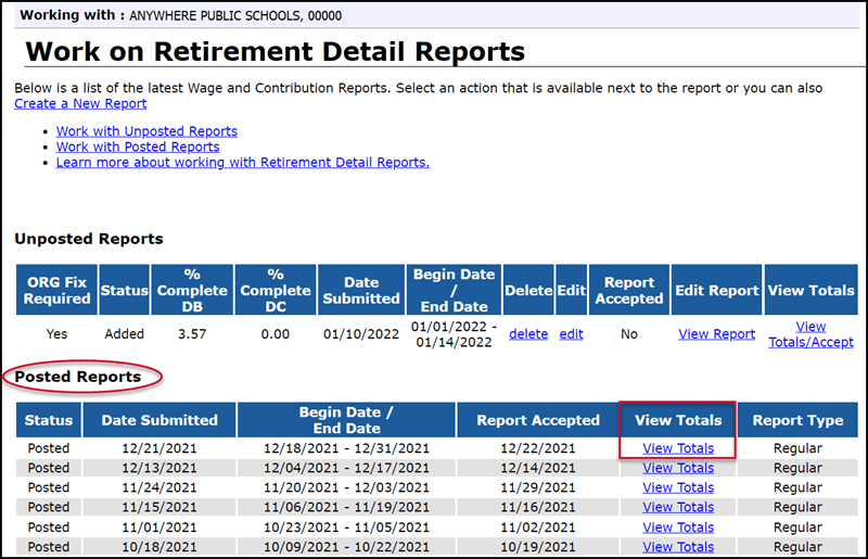 Work on Retirement Detail Reports