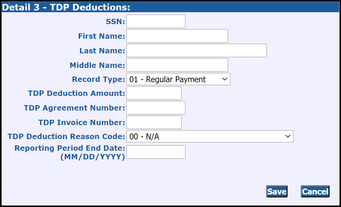 Detail 3 TDP deductions screenshot