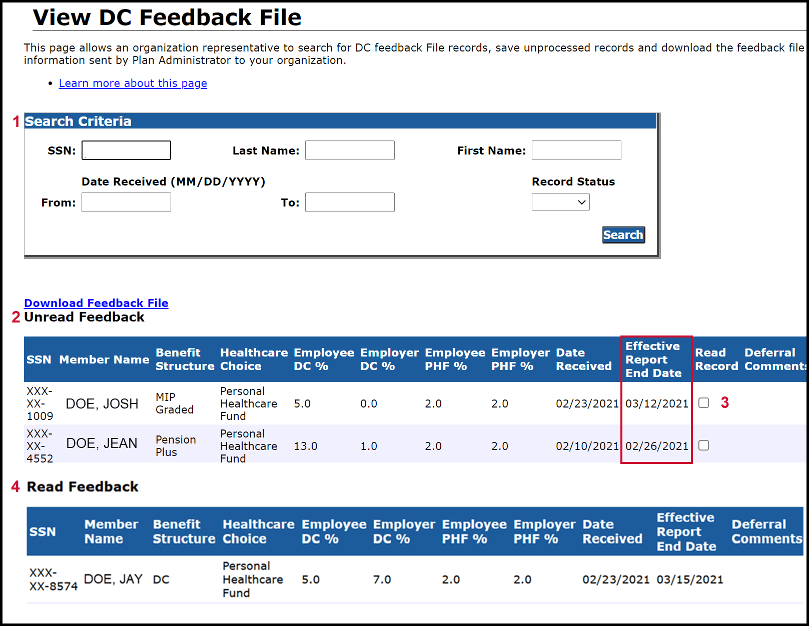 View DC Feedback File