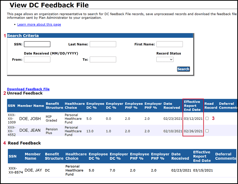 View DC Feedback File