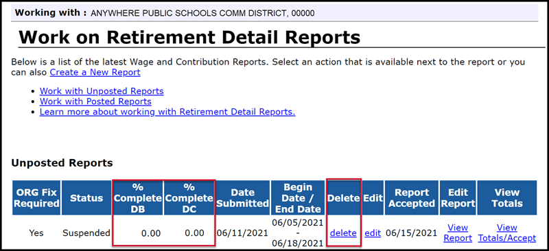Work on Retirement Detail Reports