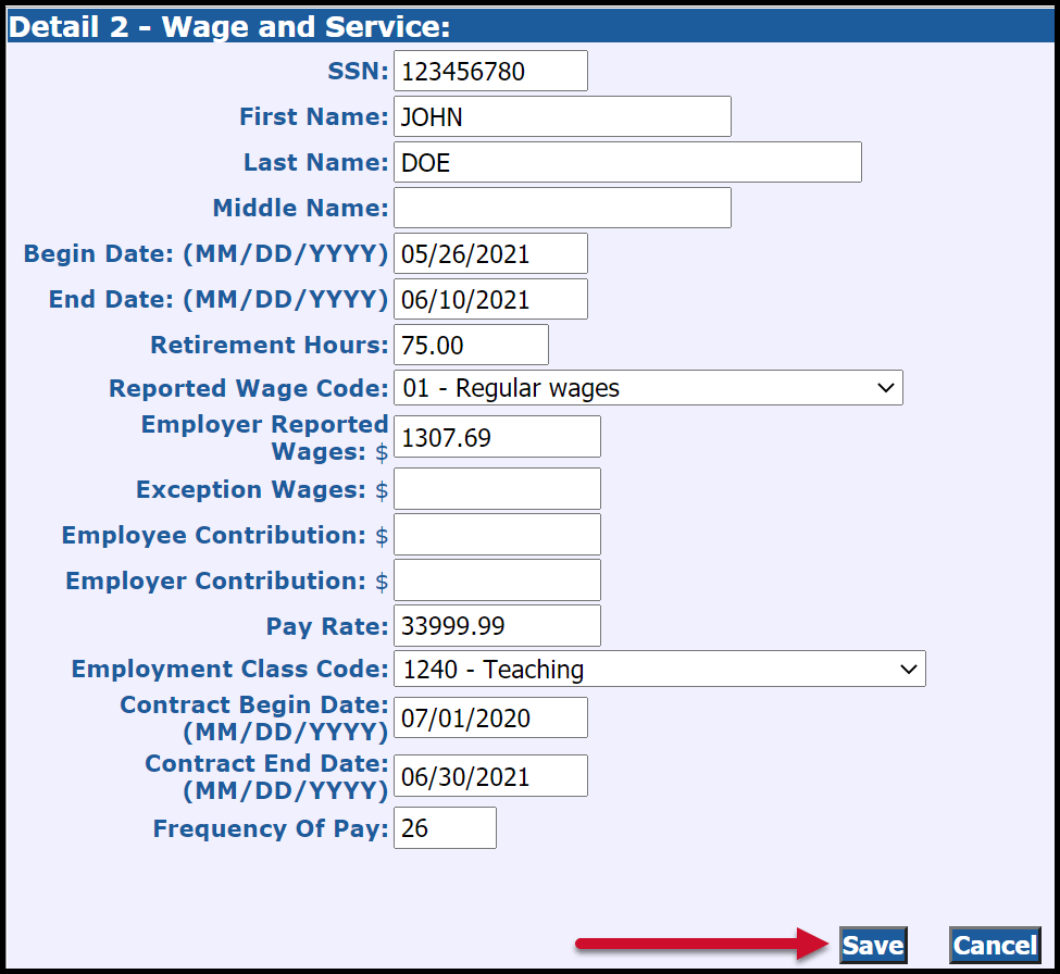 Detail 2 – Wage and Service screenshot