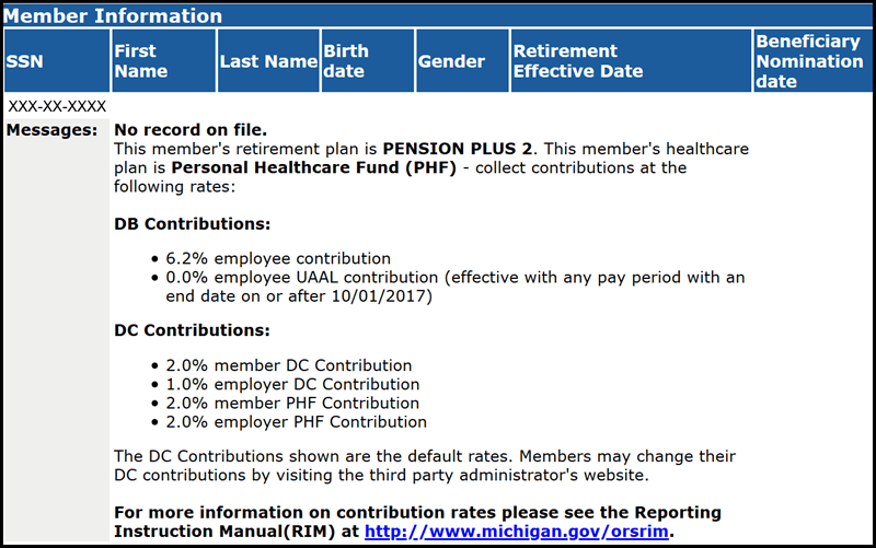 New member who has never been reported to the MPSERS system before: